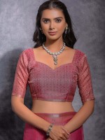 Dusty Pink Pattern Linen SIlk Digital Print Saree